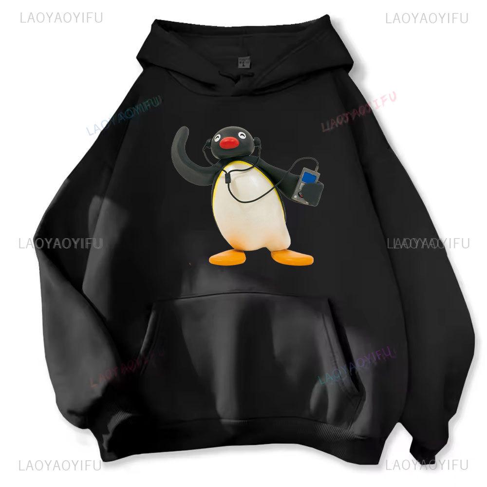 Music-listening Penguin Emotion Autumn Winter Hoodies Men Fashion Long Sleeve Sweatshirts Women Streetwear Pullovers Sudaderas