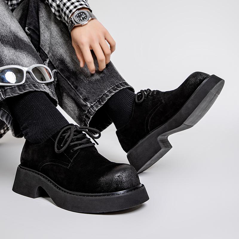 Thick Soled Men's Shoes Trendy Minimalist Style Youth Outdoor Leisure Party Daily Office High Quality Height Increasing Shoes