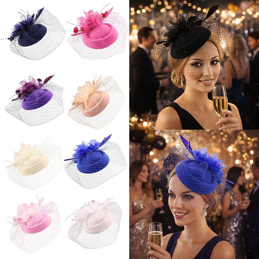 Veil Vintage Hat Headband Mesh Ribbons Fascinator New Fascinator Caps  Hair Accessories