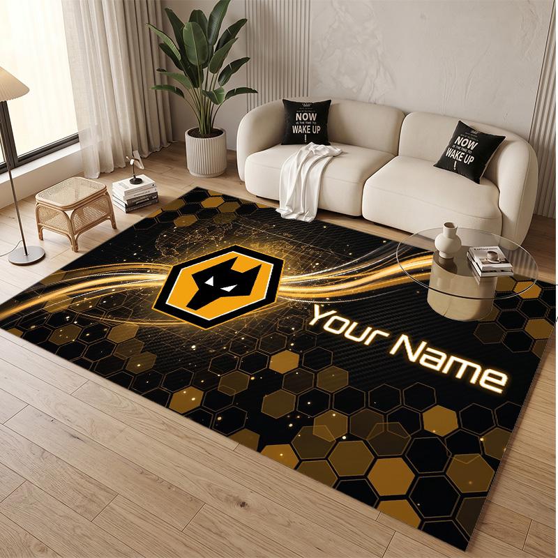 Personalized Crystal Velvet Carpet Wolverhampton Wanderers Football Pattern Non Slip Floor Rug