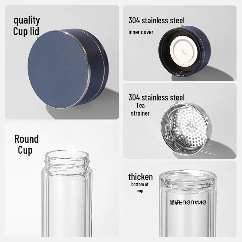 Fuguang Double Wall Glass Tea Infuser Bottle