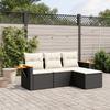 Vidaxl 4-Cz. Garden Lounge Set, Cushions, Black PE Rattan