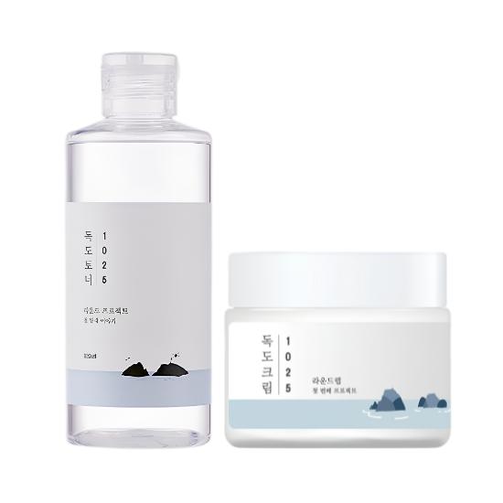 RoundLab 1025 Dokdo Toner+1025 Dokdo Cream Set | Deep Hydration & Skin Barrier Care Korean Skincare