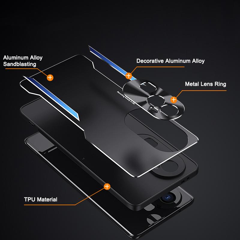 For Oppo Reno10 Pro+ 5G Dustproof Mobile Phone Case Anti-Scratch Aluminium Alloy+TPU Smartphone Cover