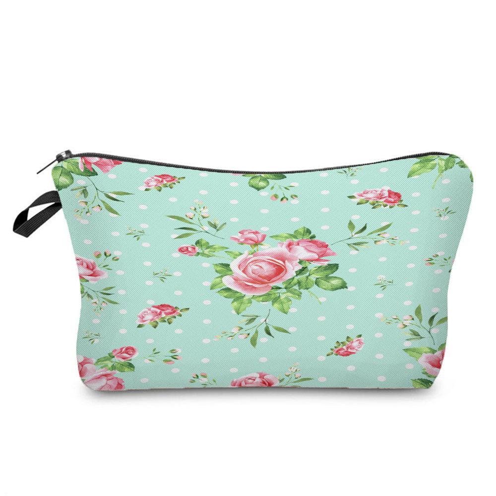 Mysterious Blue Rose Wash Bag, Passionate Rose Printed Cosmetic Bag, Storage Bag