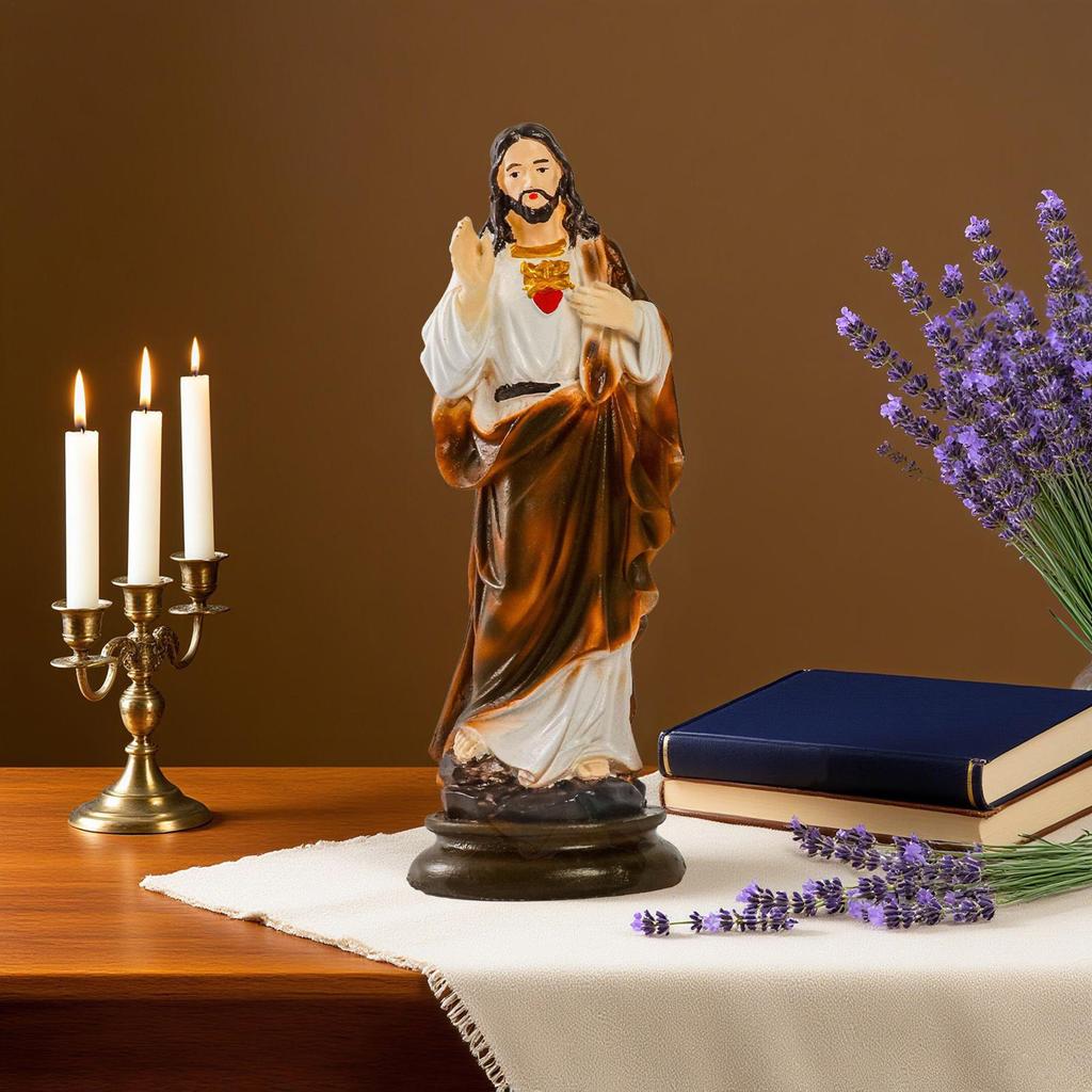 Decorazione Tavolo Gesù da 8,2 Pollici Statua Cristiana in Resina Per Stanza della Preghiera Esposizione Cerimonia Soggiorno Chiesa Interno Camera da Letto Libreria