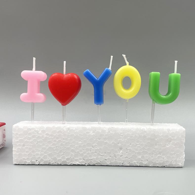 English Letter I LOVE YOU Confession Candle Letter Valentine's Day Love Atmosphere Confession Birthday Candle