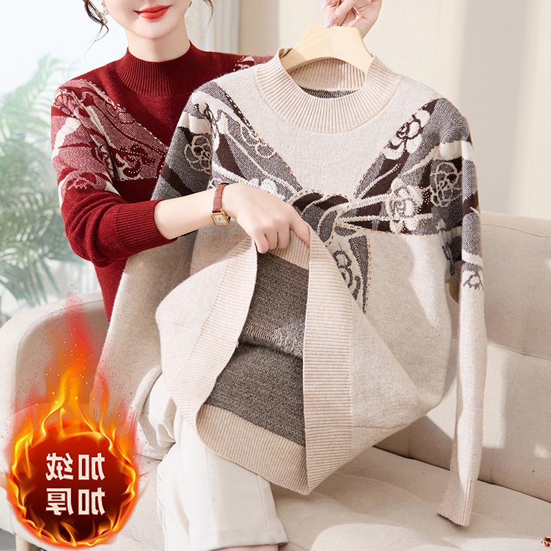 Stylish Winter Knitted Sweater for Middle-Aged Women