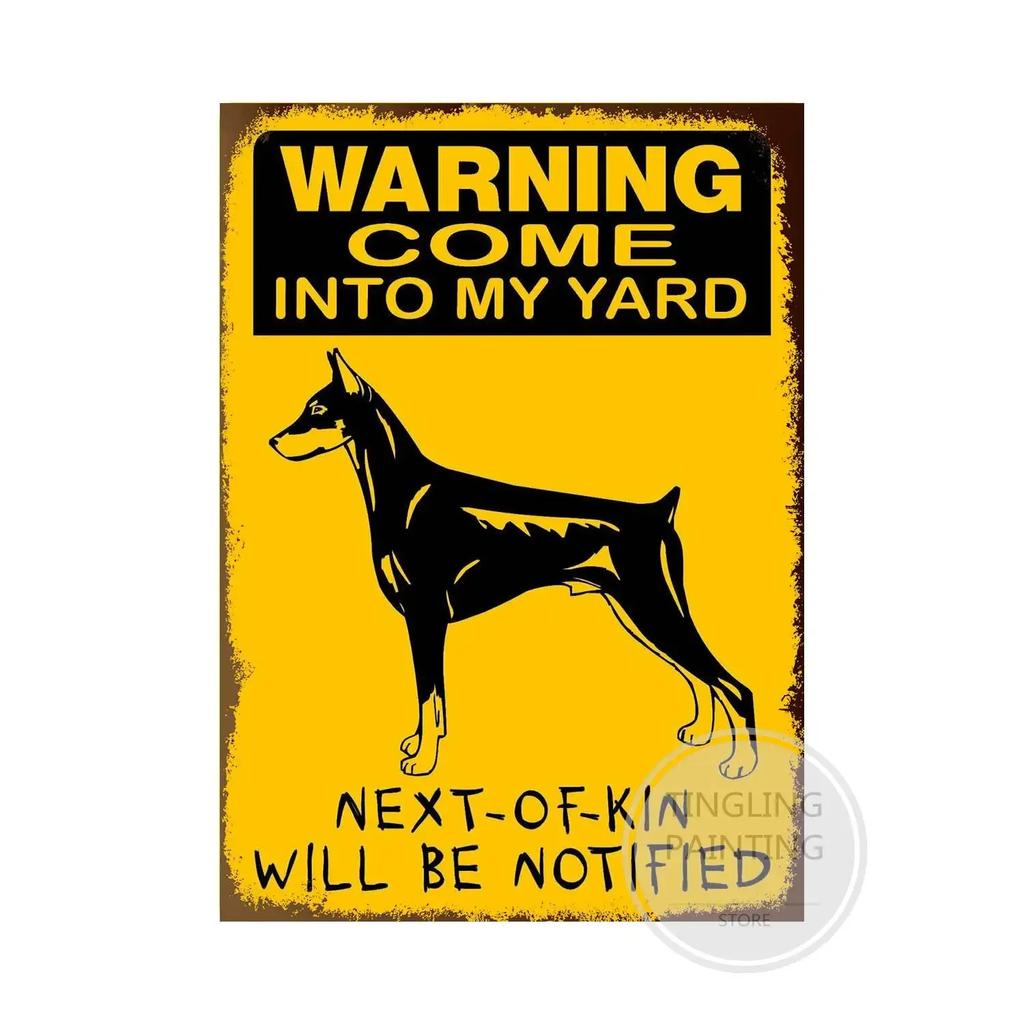 1pc Warning Dog Metal Tin Signs Vintage Poster Beware Of Dog Retro Sign Wall Stickers For Garden Family House Door Decoration