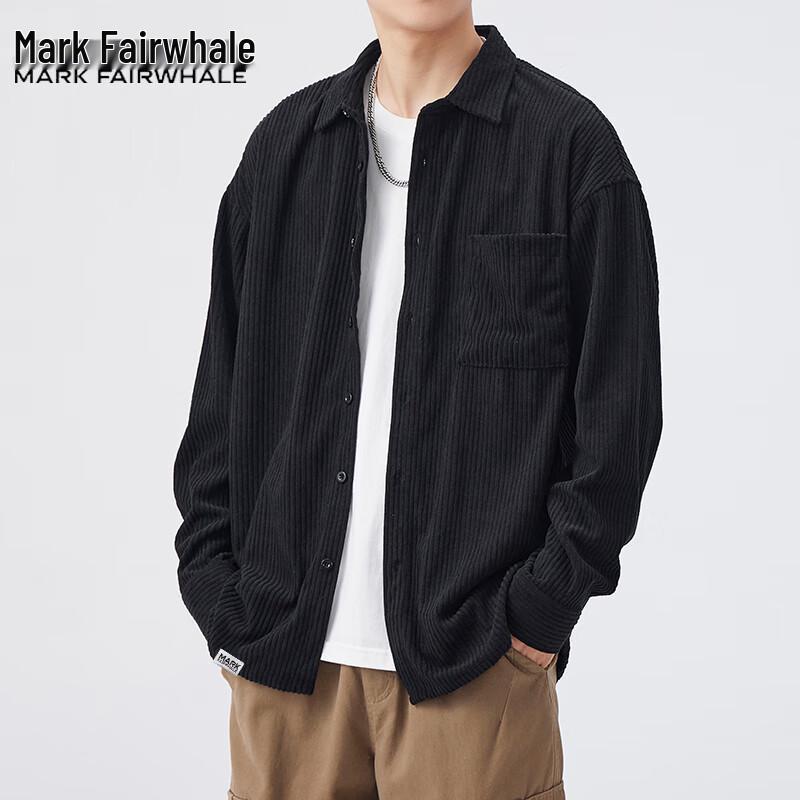 Mark Fairwhale Men's Casual Long Sleeve Lapel Shirt