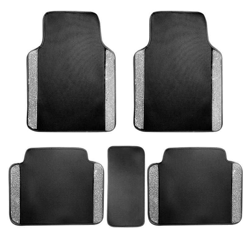 New Car Mats Floor for Woman Universal Bling Carpets Bling Anti Slip Car Floor Mat with Crystal Rhinestones Pink Blue Black Red серый