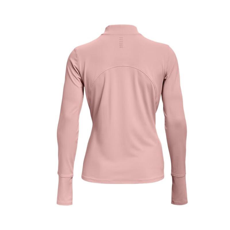 Under Armour FW22 Half-Zip Solid Color Brand Logo Embroidered Stand Collar Training Long Sleeve T-Shirt Women Tops Light-Pink 1365632-676