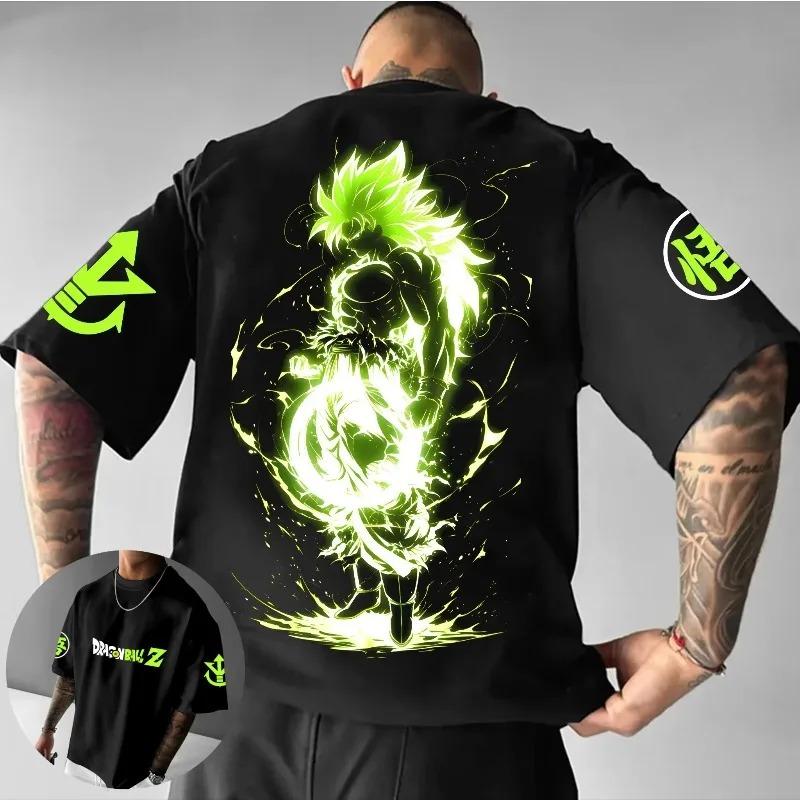 2026 Estate Serie Dragon Ball Retrò Puro Cotone T-shirt Uomo Wukong Stampata Oversize Completo Genitore-Figlio Camicia Casual Unisex