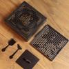 Chinese Incense Burner Pure Copper Square Furnace Carving Incense Set Incense Seal Tools Integrated Furnace