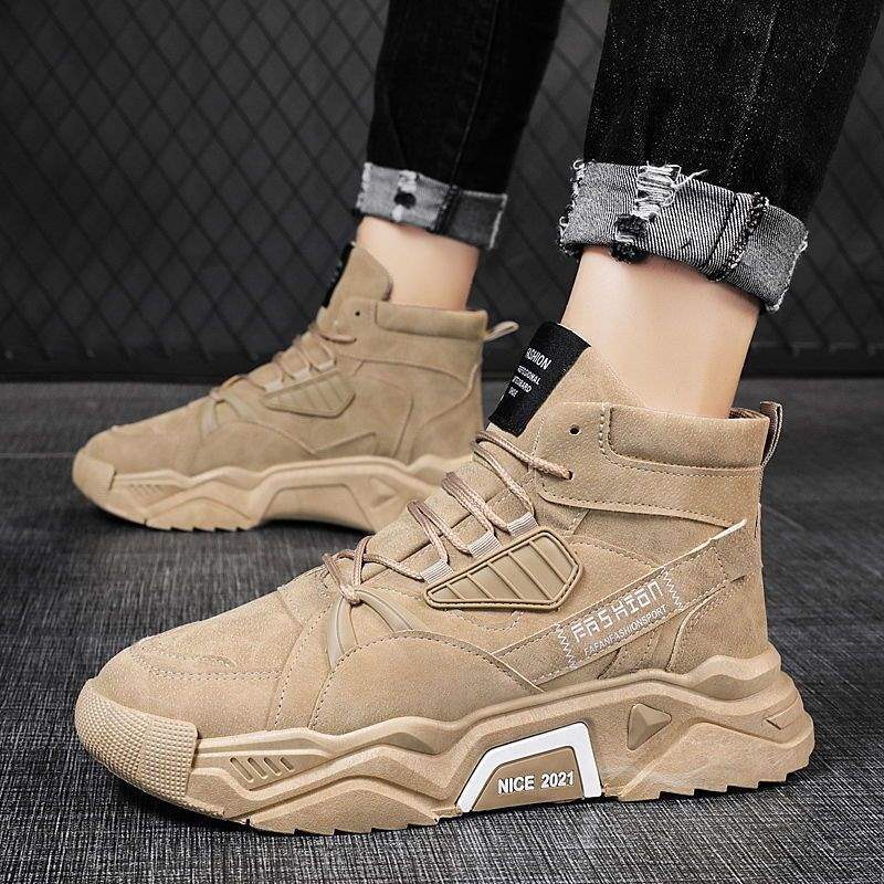 Sněhule pánské zimní sametové Martinovy boty trend korejská verze zateplené pánské zvyšující voděodolné ležérní bavlněné boty