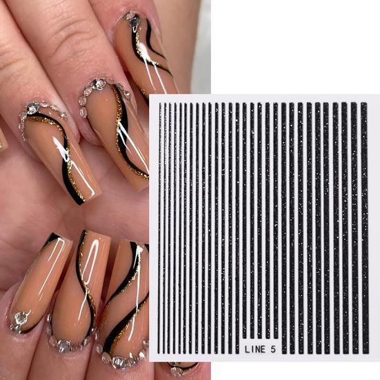 Glitzer Nagelaufkleber Ultradünn Biegsam Glänzender Effekt Glitzer Abziehbilder DIY Maniküre Holographische Linien Nagelabziehbilder Nagel