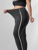 Tight-Fitting Sports Leggings with High Waist and Side White Stripes for Gym Outdoor Cycling Running and Yoga