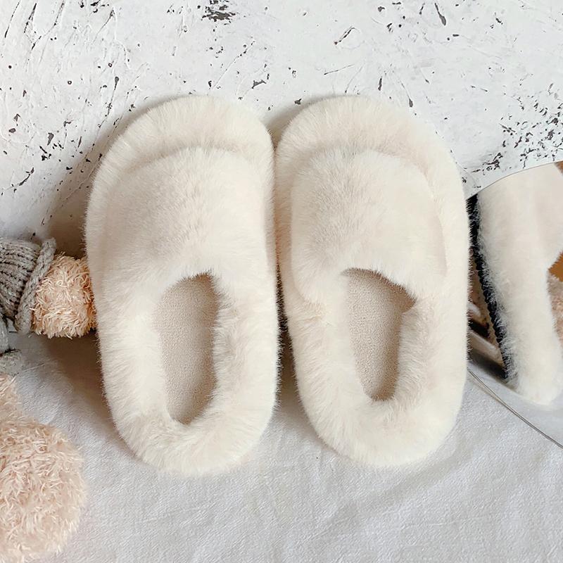 Children's Slippers Girls Open Toe Plush Fur Shoes Kids Soild Warm  Indoor Non Slip Rubber BottomMulti-style Cotton Slipper