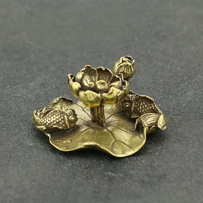 Antike Goldfisch-Lotus-Kupferfiguren, Heim- und Gartendekoration, Vintage-Skulptur, kreativer Weihrauchbrenner, Kunstornamente, Kunsthandwerk