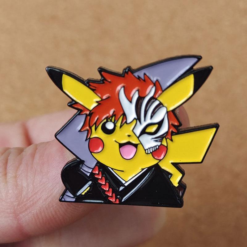 Pikachu In A Mask Enamel Pin Brooches Bag Lapel Pin Badges On Backpack Decorative Jewelry Gift
