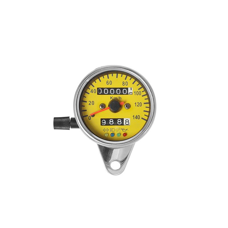 Universal Motorcycle KM/H Electronic Speedometer with LED Backlight Dual Odometer Gauge Retro Vintage Tachometer Moto Instrument