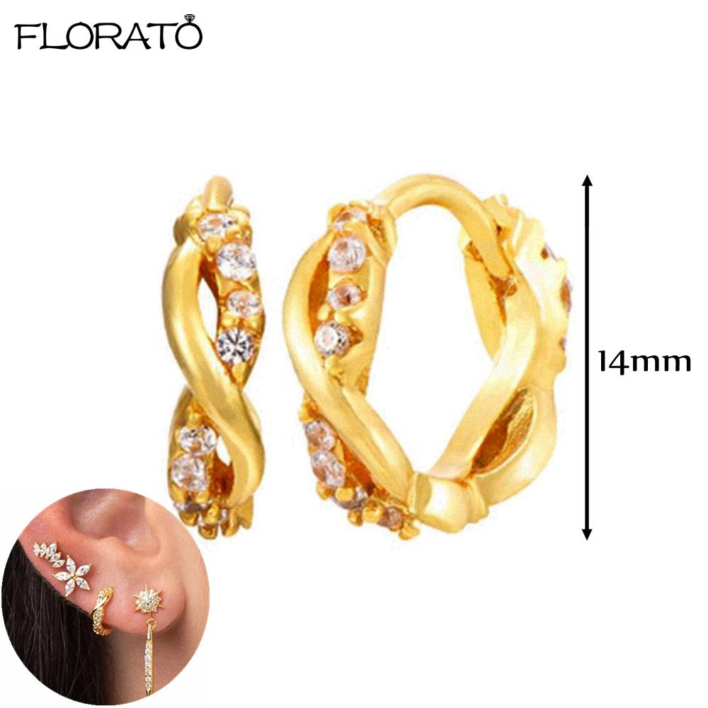 925 Silver Needle 11/13mm Small Hoop Earrings for Women Circle Piercing Huggie Earrings Multicolor Zircon Earrings Party Jewelry