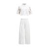 Fashionable Niche Design Two-piece Embroidered Hollowed-out Jacket High-waist Trousers Suit Women