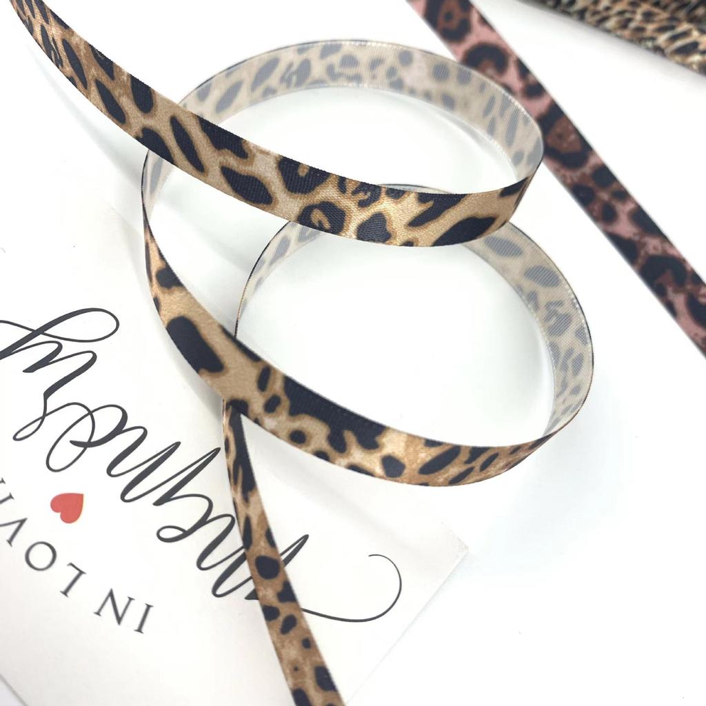 European & American Trend Leopard Print Letter Polyester Ribbed Edge Ribbon - Colorful Clothing & Home Textile Ribbon