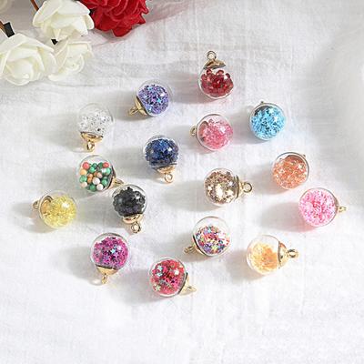15*21mm 10pcs/lot Star Sequin Crystal Glass Ball Alloy Hook Hollow Glass Beads DIY Jewelry Making Necklace Pendant Earrings Jewelry Accessories