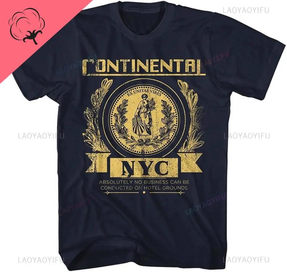 John Wick Movie Printed T Shirt Continental NYC Adult Short Sleeve Action Thriller Vintage Style Graphic Oneck Summer Tees