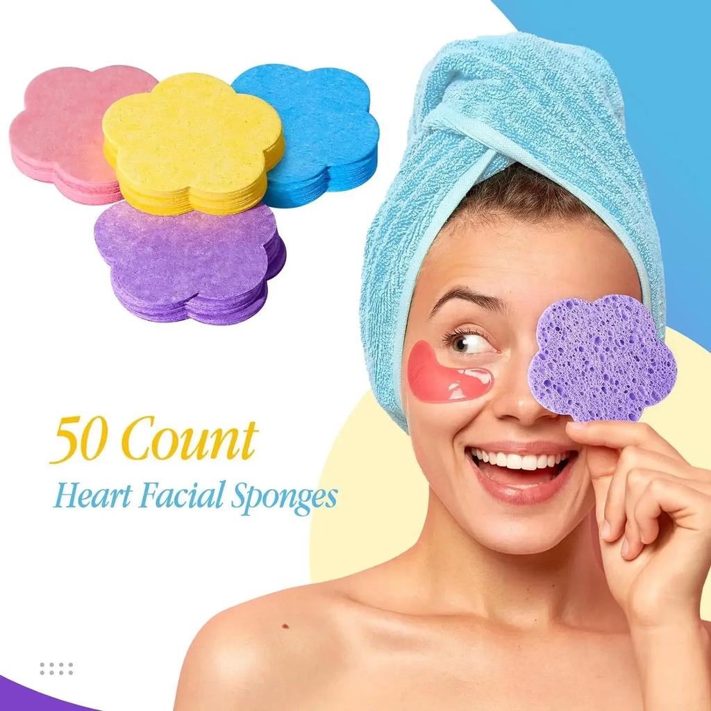 Natural Cellulose Facial Sponge Thick Reusable Compress Pad for Deep Exfoliation Mask Application Makeup Removal