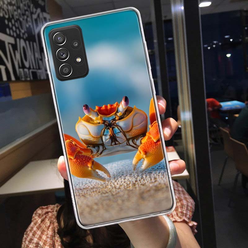 Unique Animal Crab Phone Case for Samsung A54 A57 A37 A17 A14 A15 A12 A24 A34 A55 A35 A25 A52S A07 A05S A04S A22 A32 A72 Galaxy