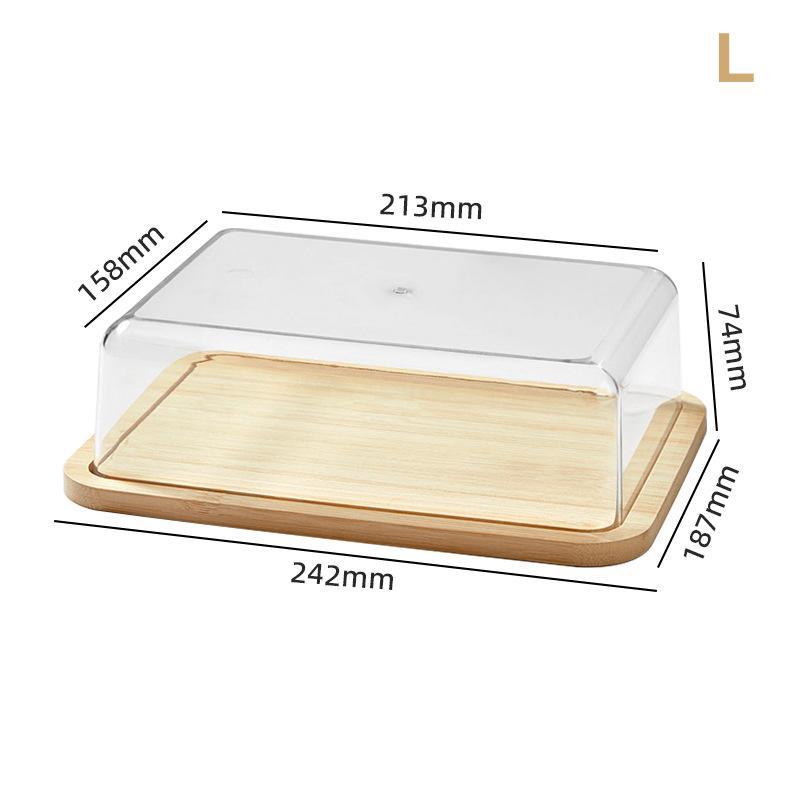 Countertop Bamboo Butter Dish Plate With Transparent Acrylic Lid Kitchen Storage Butter Container Box Butter Tableware