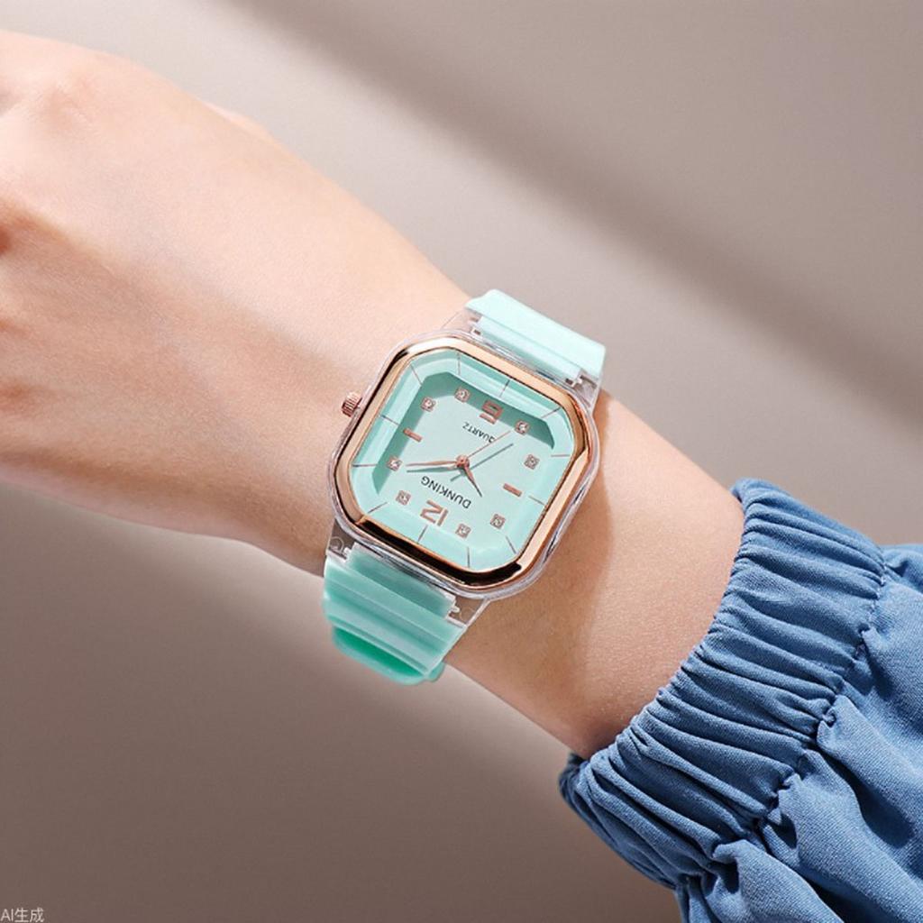 Forest style minimalist watch square women's watch student style children's watch silicone diamond trendy fashion