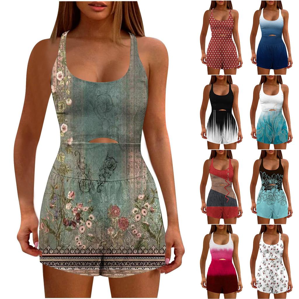 Womens Athletic Rompers Running Onesie Workout Rompers Workout Outfits Exercise Jumpsuits Gym Yoga Clothes