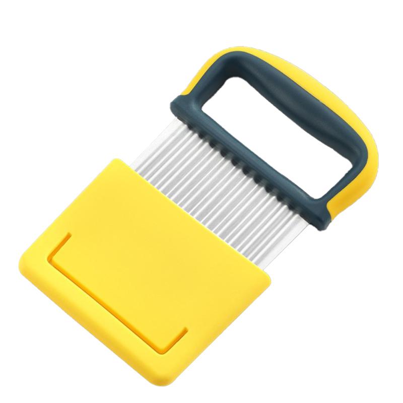 Wellenförmiger Kartoffelschneider aus Edelstahl mit sichererer Schutzabdeckung, scharfe Stahlklinge, Schneidwerkzeug für