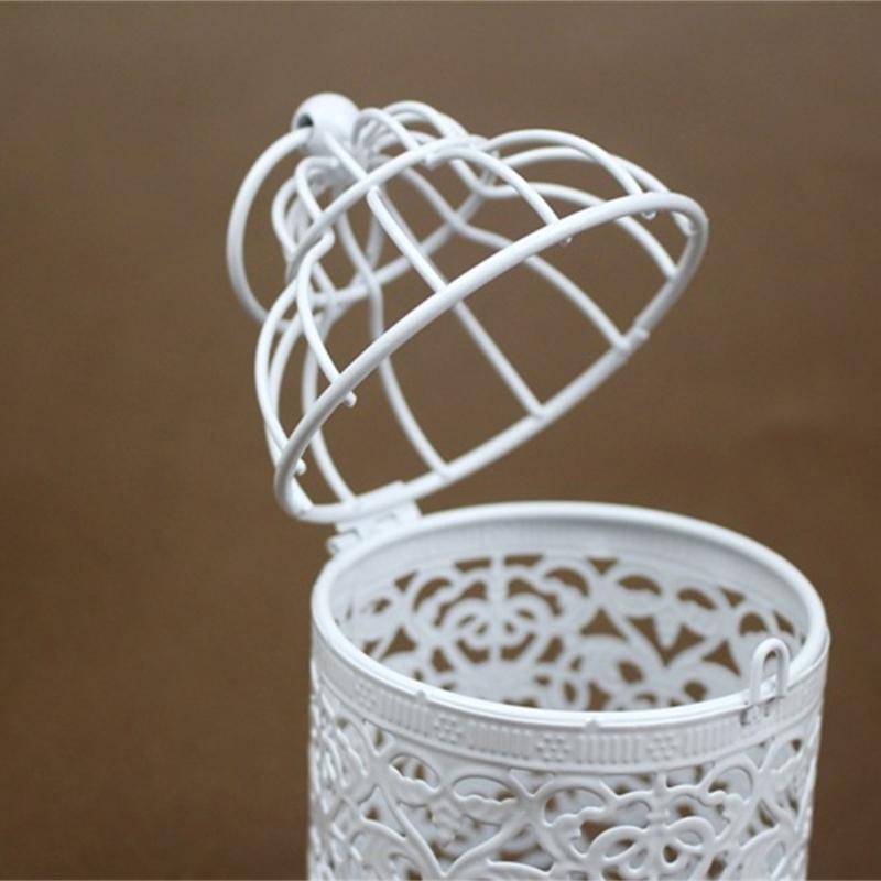 White Bird Cage Candle Holder with Intricate Hollow Designing Candle Stick for Weddings and Parties