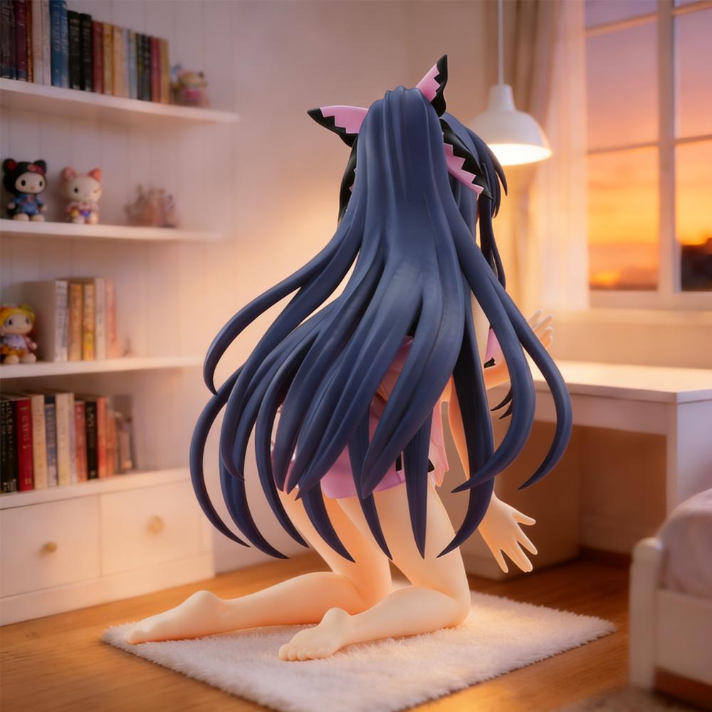 Pink-Purple Long Hair Cat Ear Girl Figure Ambient Decor Collectible Ornament Must-Have Birthday Holiday Gifts 1pc for Poseable Articulated Scale