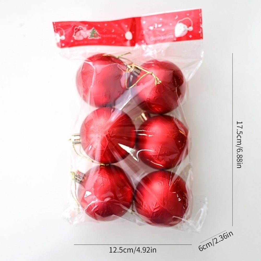6PCS New 6cm Christmas Ball Pendant Matte Plastic Xmas Tree Charm Snowflake Reusable Plastic Balls for Christmas Celebration