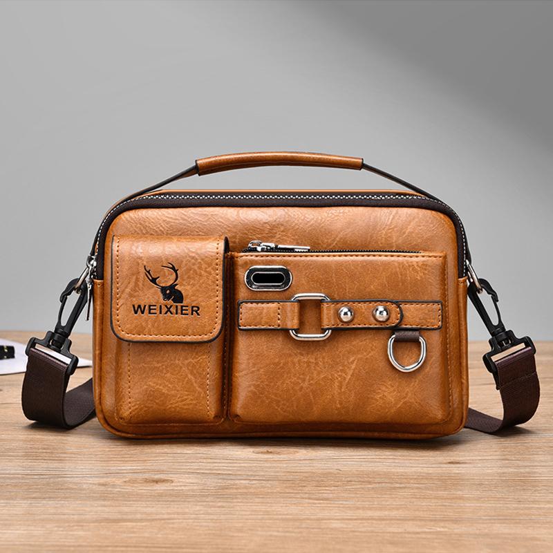 

WEIXIER Сумка-мессенджер Мужская сумка из искусственной кожи Мужской дорожный коврик Сумка на плечо для мужчин Офисный портфель Сумки коричневый