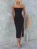 2025 Women's Party Strapless Slit Knit Midi Dress