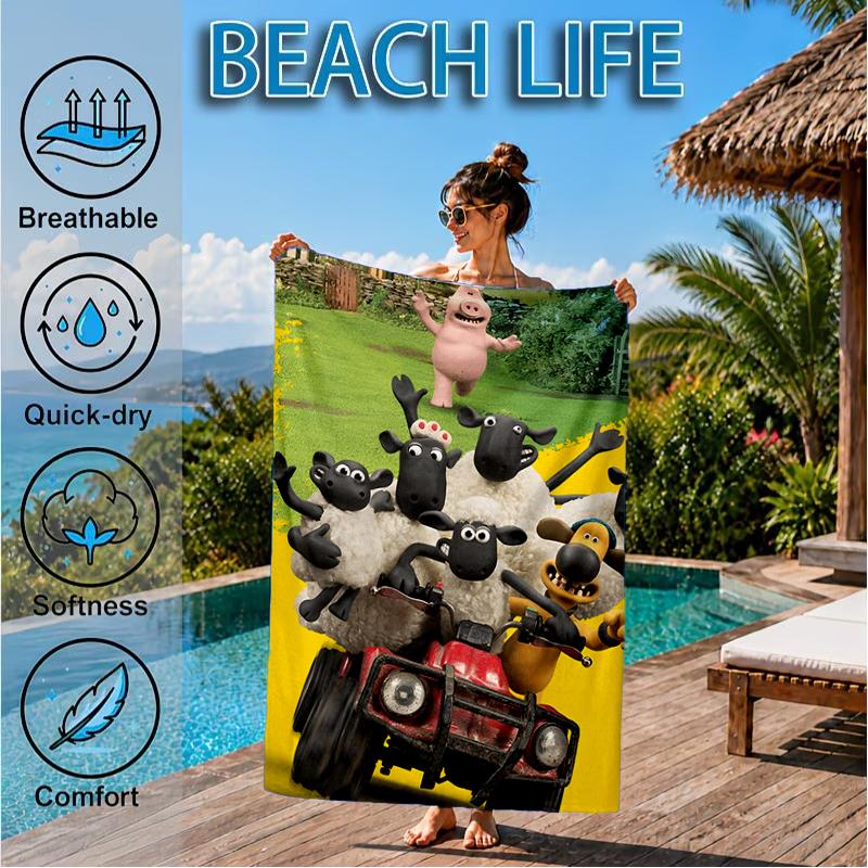 Sheep Friends Adventure Beach Towel, Super Soft Microfiber, Perfect Gift for Her/Him, Birthday, for Pool, Beach, Travel, Decor Beach Party