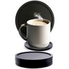 Coaster Silicone Plain 6 Pieces Stylish Washable Round Cup Mat Non-Slip Scratch Prevention Black Marble Pattern Set (Black 6)