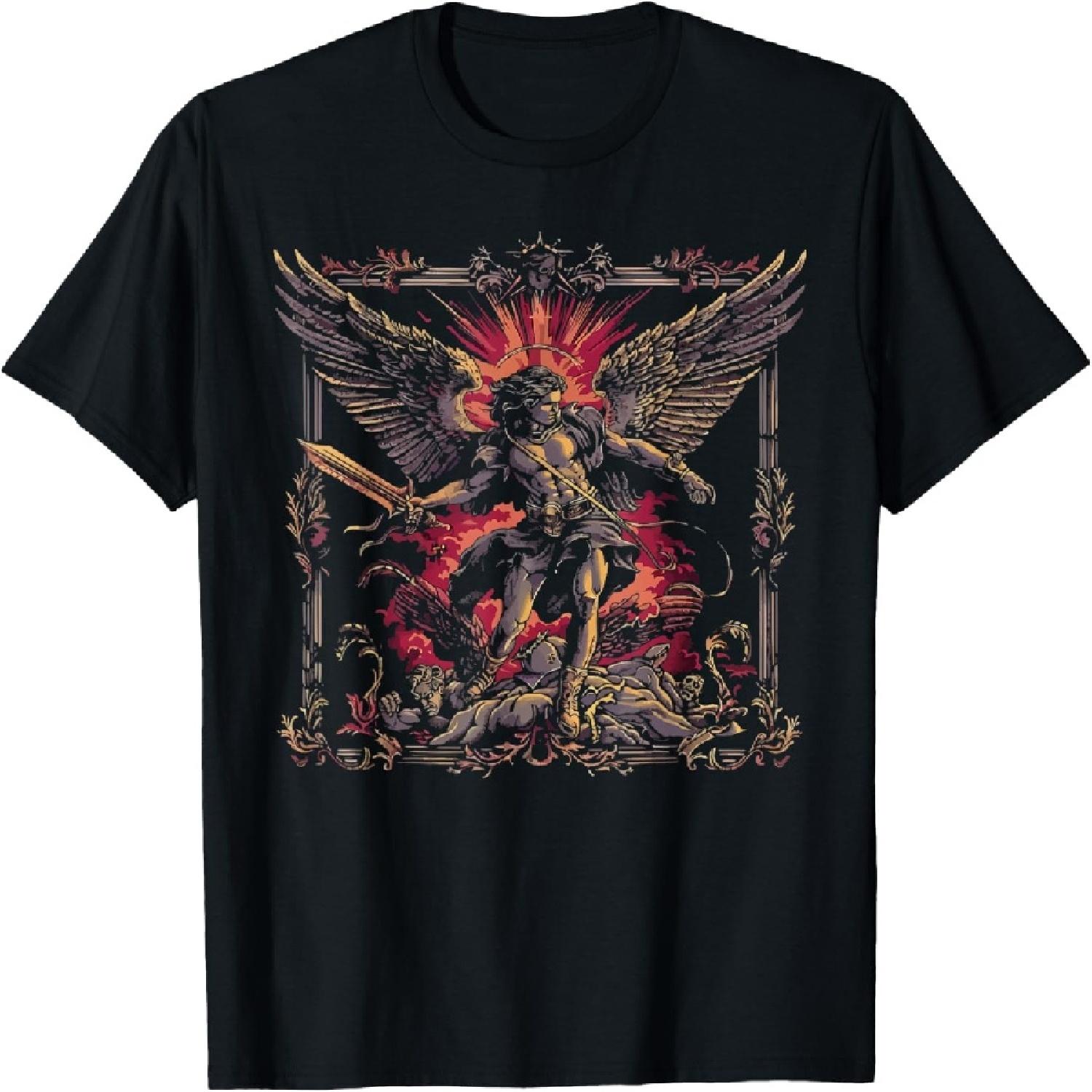 Archangel Catholic Religion Christianity Guardian Angel T-Shirt - Archangel MiZa Apparel - Unisex - Religious Theme - Black - Small - Short Sleeve XXXXXL разноцветный