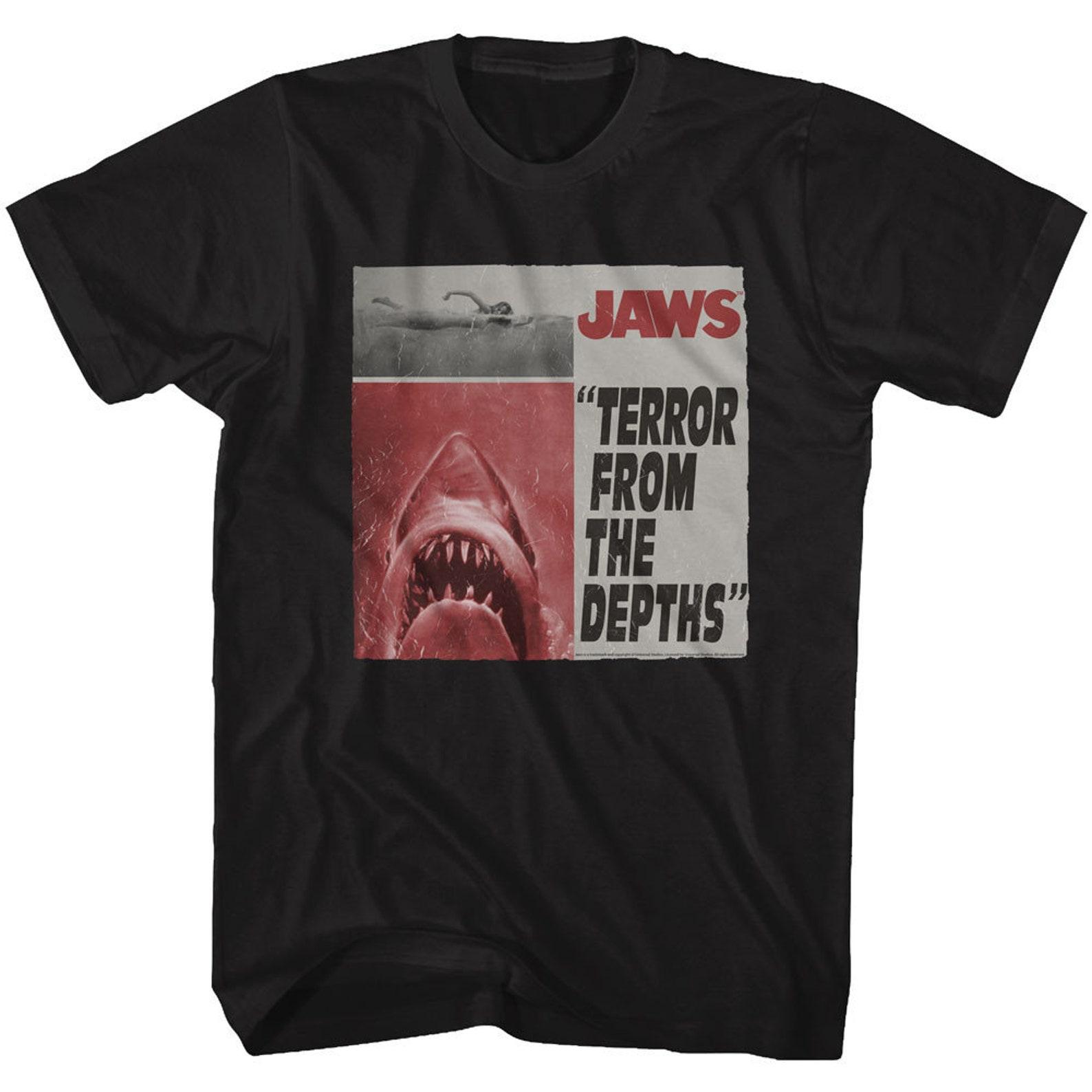 Jaws Newspaper Black Adult T-Shirt L