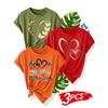 Simple Heart Series Three-Piece Set: Family Set, Friends Set, Sisters Set, Printed Fashionable Retro Style Women's Summer Casual Sports Style Round