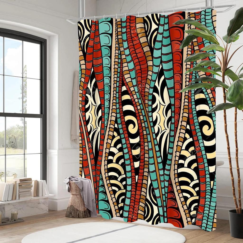 Ethnic style Bathing Curtain  Bathroom Shower Curtain Waterproof With 12 Hooks Home Deco