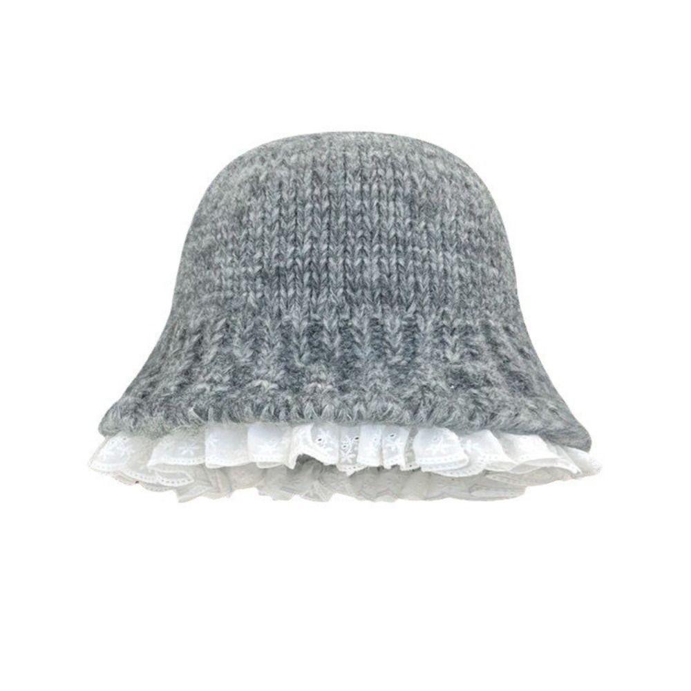 

Wool Hat Knitted Hat Korean Knit Cap Fashion Lace Beanies Autumn бежевый