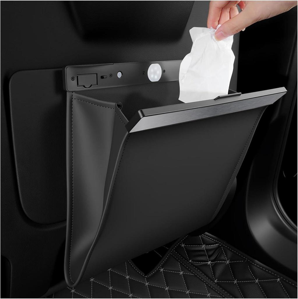 Magnetic Leather Car Trash Bag - Universal Fit for All Models.