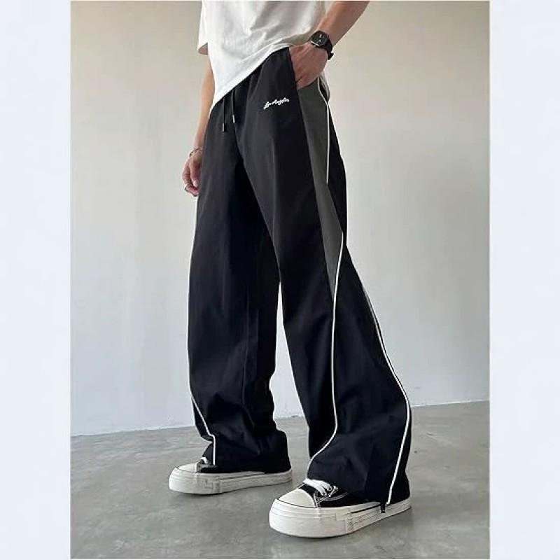 High Street Loose Wide Leg Sweatpants Unisex Striped Athletic Pants